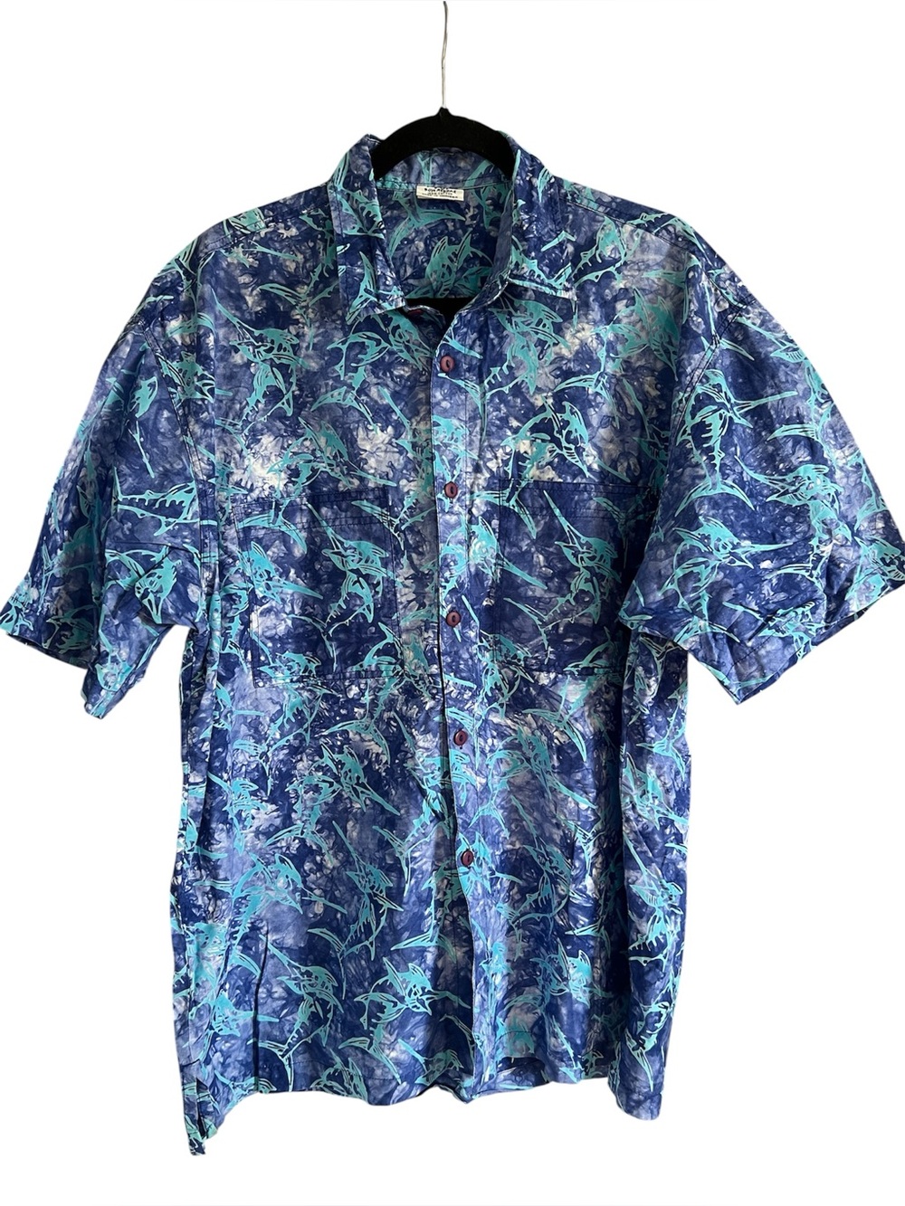 Rum Reggae fish Printed Short-Sleeve Button-Up Shirt